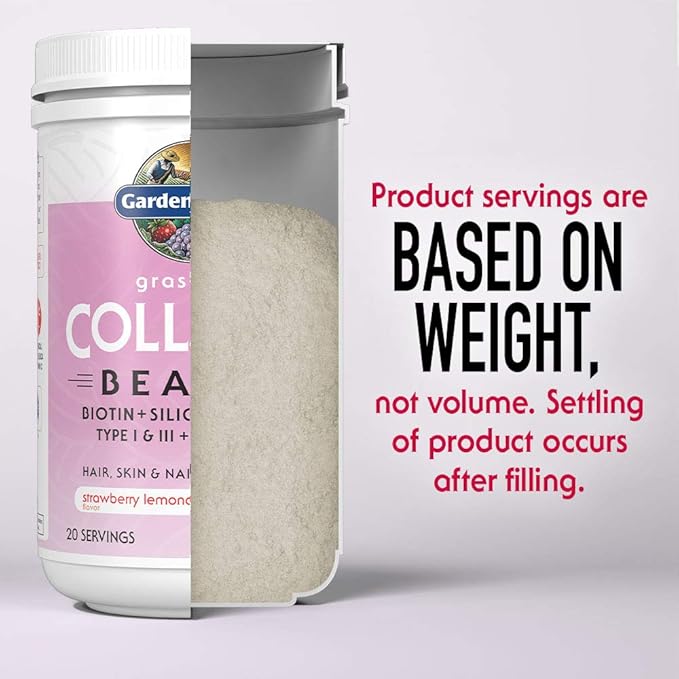 Garden of Life Grass Fed Collagen Beauty - Strawberry Lemonade, 20 Servings - Collagen Peptides Powder for Women Men Hair Skin Nails,, Collagen Protein Hydrolyzed Supplements