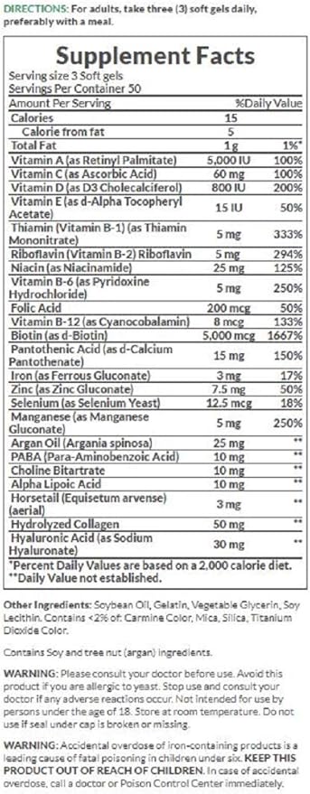 Nature's Bounty Extra Strength Hair Skin Nails, 150Count, Pack of 3