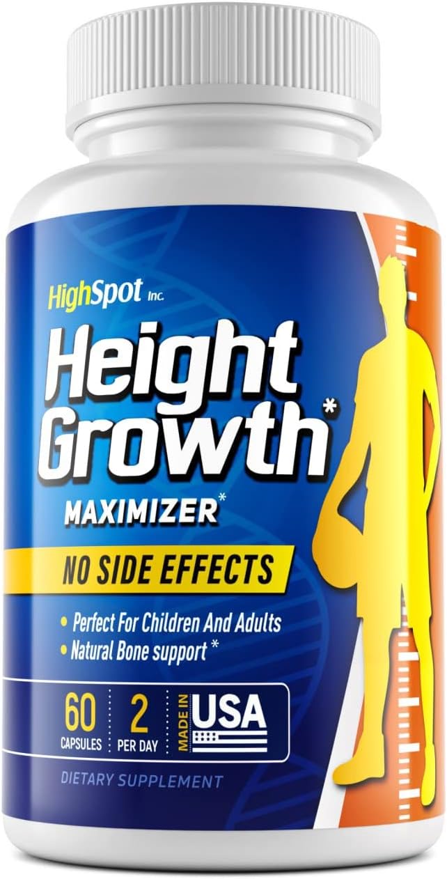 Height Growth - Height Growth Maximizer - Calcium, Vitamin D3, B1, B2 - Grow Taller Supplement - Bone Growth Supplement - Made in USA (White)