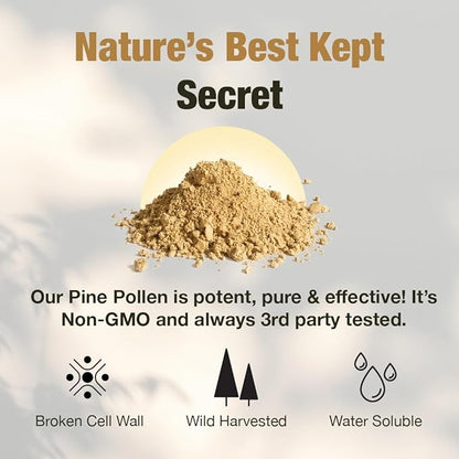 Pine Pollen Powder Wild Harvested - 99% Cracked Cell Wall (16oz/454g) Supports Healthy Energy & Longevity