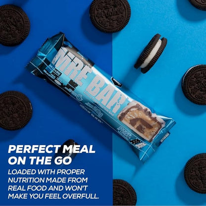 REDCON1 MRE Protein Bar, Cookies N' Cream - Contains MCT Oil + 20g of Whole Food Protein - Easily Digestible, Macro Balanced Low Sugar Meal Replacement Bar (12 Bars)