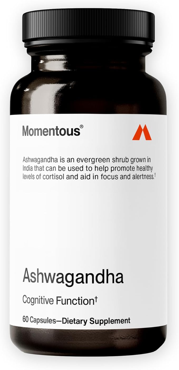Momentous Ashwagandha Supplement - 300mg NooGandha Ashwagandha Extract - Cognitive Performance, Alertness & Focus Support - NSF Certified, Vegan, GMO-Free, Gluten Free, 60 Servings