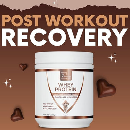My Adventure to Fit Whey Isolate Protein Powder - Low Carb Protein Powder for Women - Sweetened with Stevia Whey Isolate Protein for Muscle Growth - Protein Powder (Chocolate Ice Cream, 15 Servings)