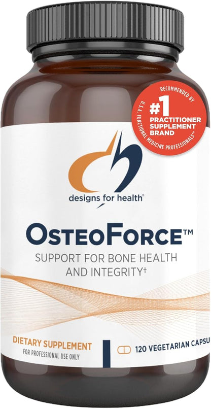 Designs for Health OsteoForce - Premium Bone Support Supplement - Highly Absorbable Nutrients Calcium Malate, Magnesium, Zinc Bisglycinate Chelate, Vitamins D + K - Non-GMO, Soy Free (120 Capsules)