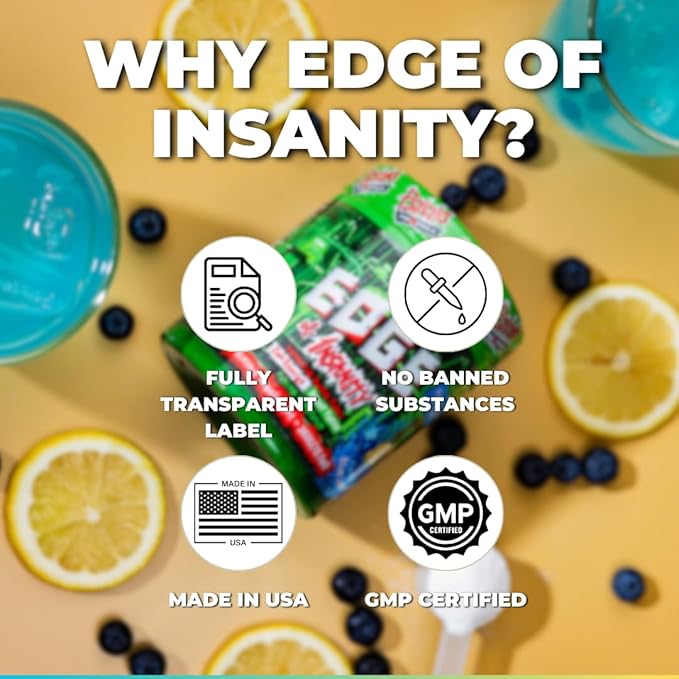 Psycho Pharma Strongest High Stim Preworkout Powder - Edge of Insanity - Most Intense Pre Workout Supplement for Pumps, Strength, Energy and Feel Good Focus. Rivals Famous PWOs of The Past