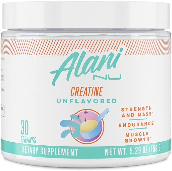 Alani Nu Creatine Monohydrate Powder | Unflavored | Micronized Creatine Powder | Gluten Free | Sugar Free | Vegan | 30 Servings
