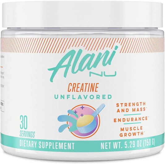 Alani Nu Creatine Monohydrate Powder | Unflavored | Micronized Creatine Powder | Gluten Free | Sugar Free | Vegan | 30 Servings