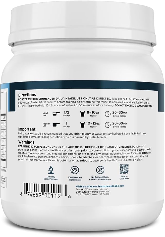 Transparent Labs Lean Pre-Workout - Body Recomposition Pre Workout for Men and Women with Acetyl L-Carnitine, Beta Alanine Powder, & PurCaf Organic Caffeine Powder - 30 Servings, Cherry Splash