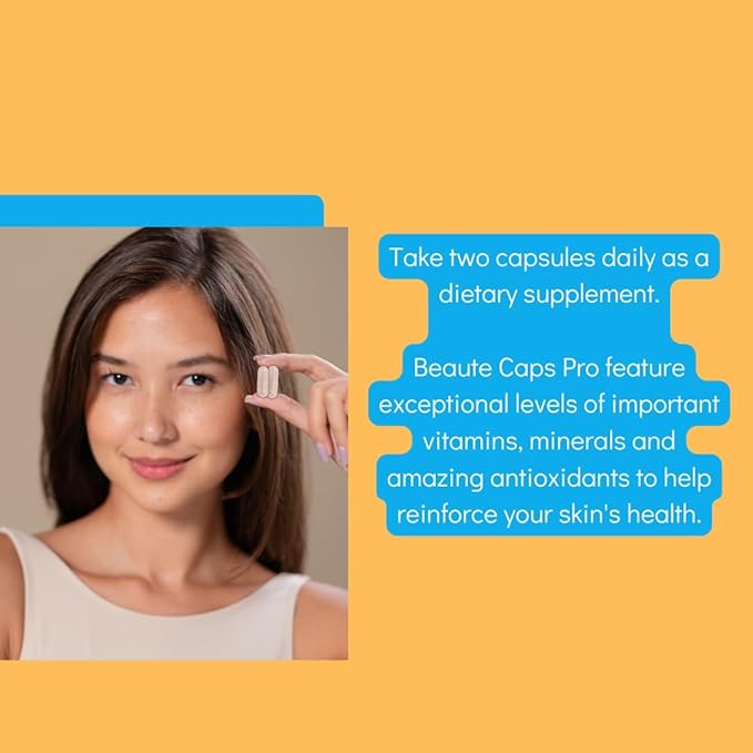 Consult Health Beaute Caps Pro - Collagen Supplement - Biotin 10,500mcg, MSM, Blood Orange for Skin, Hair, Nails Health - Collagen Vitamins - Anti-Aging, USA Made