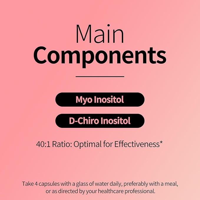 Inositol Supplement - Myo-Inositol & D-Chiro Inositol - 40:1 Ratio - Hormone Balance & Healthy Ovarian Support for Women - Vitamin B8-30 Day Supply