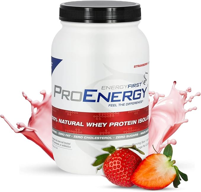 EnergyFirst Grass-Fed Strawberry Whey Protein Isolate (2lb) | High-Protein Shake for Meal Replacement & Recovery | Non-GMO, Gluten-Free, 37 Servings