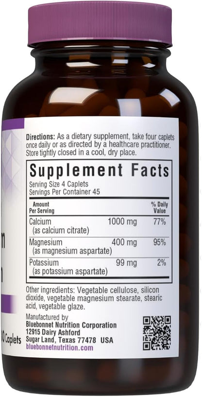 BlueBonnet Calcium Magnesium Plus Potassium Caplets, Off White, 180 Count