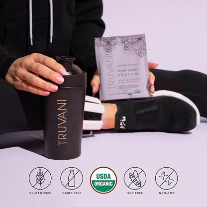 Truvani Vegan Pea Protein Powder | Unflavored | 20g Organic Plant Based Protein | 10 Travel Packets | Keto | Gluten & Dairy Free | Low Carb | No Added Sugar