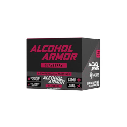 Alcohol Armor Slay Berry Elixir - Hydration Support, Essential Vitamins and Electrolytes, Vitamin B12, Milk Thistle - 12 Pack