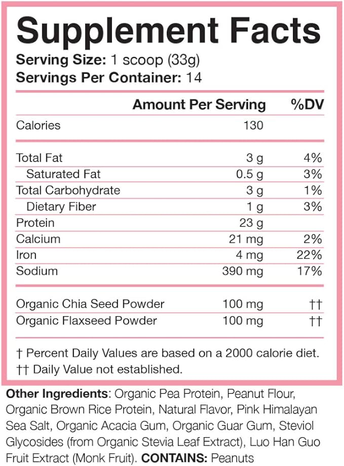 Love Sweat Fitness Organic Vegan Protein Powder, Peanut Butter - 23g Protein, 14 Servings, Plant Based, Gluten Free, Non-GMO