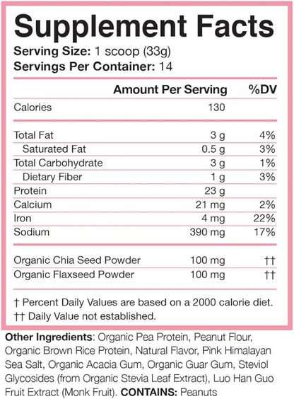 Love Sweat Fitness Organic Vegan Protein Powder, Peanut Butter - 23g Protein, 14 Servings, Plant Based, Gluten Free, Non-GMO