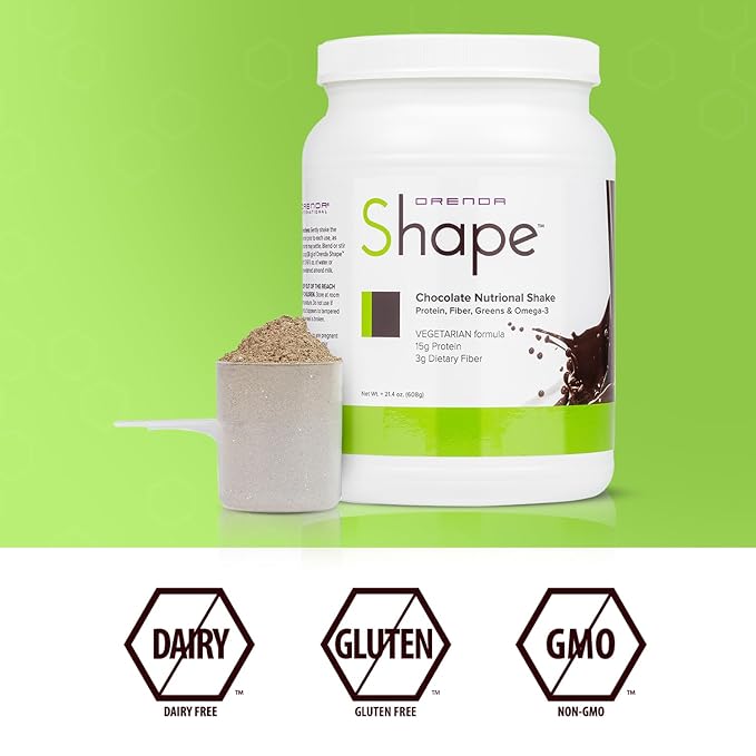 Orenda Shape®: Chocolate Flavor: Plant-Powered Protein Shake with Pea & Brown Rice Protein Blend, Green Superfoods, and Fiber-Rich Goodness | Ready-to-Serve Nourishment - 21.4oz