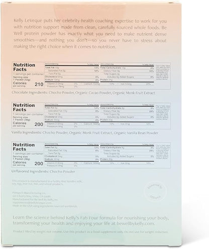 Be Well by Kelly Plant-Based Vegan Protein Powder Sample Pack - Paleo and Keto Friendly, Dairy-Free & Gluten-Free - Low Carb Protein Powder with - 20g+ Protein (3 Servings)