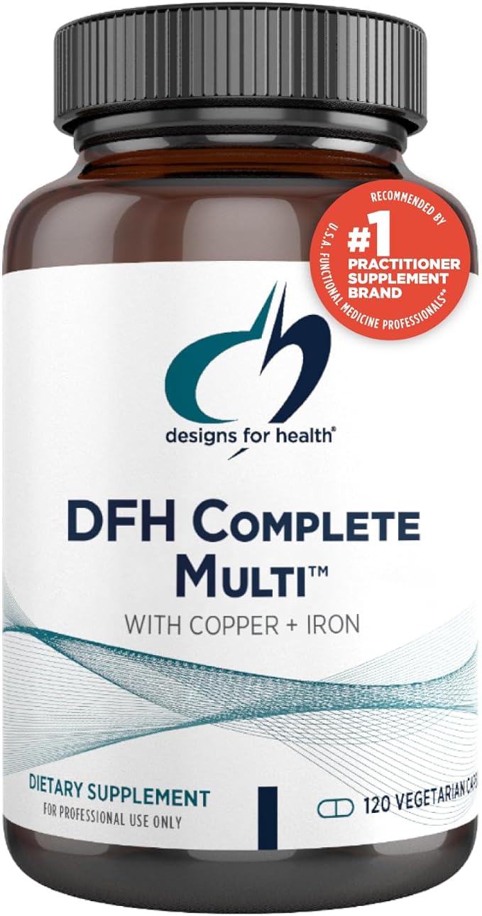 Designs for Health DFH Complete Multi with Copper + Iron - Comprehensive Multi Vitamin + Mineral Supplement with Folate, 1000 IU Vitamin D, Immune Support Vitamins - Multivitamin (120 Capsules)