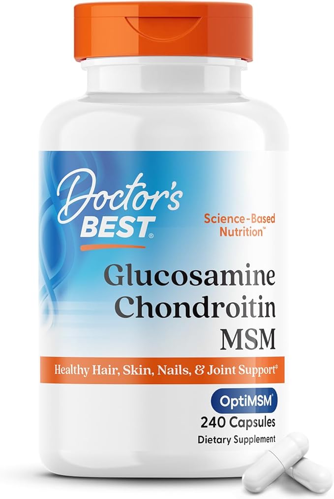 Doctor's Best Glucosamine Chondroitin Msm with OptiMSM Capsules, Supports Healthy Joint Structure, Function & Comfort, Non-GMO, Gluten Free, Soy Free, 240 Count (Pack of 1)