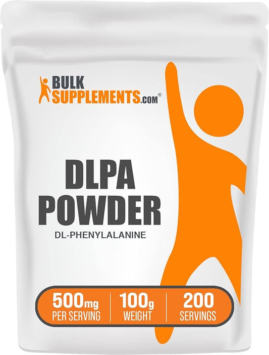BulkSupplements.com DL-Phenylalanine Powder - DLPA Powder, DL-Phenylalanine 500mg - DLPA Supplements, Amino Acid - Gluten Free, 500mg per Serving, 100g (3.5 oz) (Pack of 1)