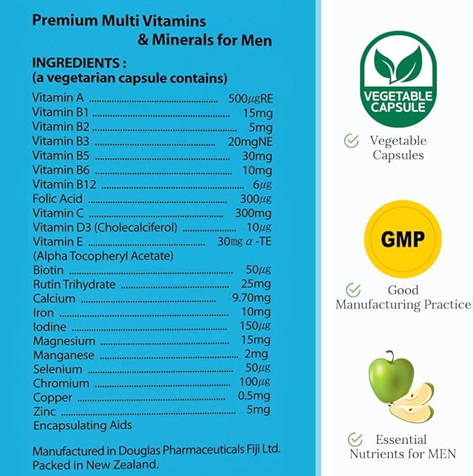Hi Well Premium Multi Vitamins & Minerals for Men 60VegeCapsules