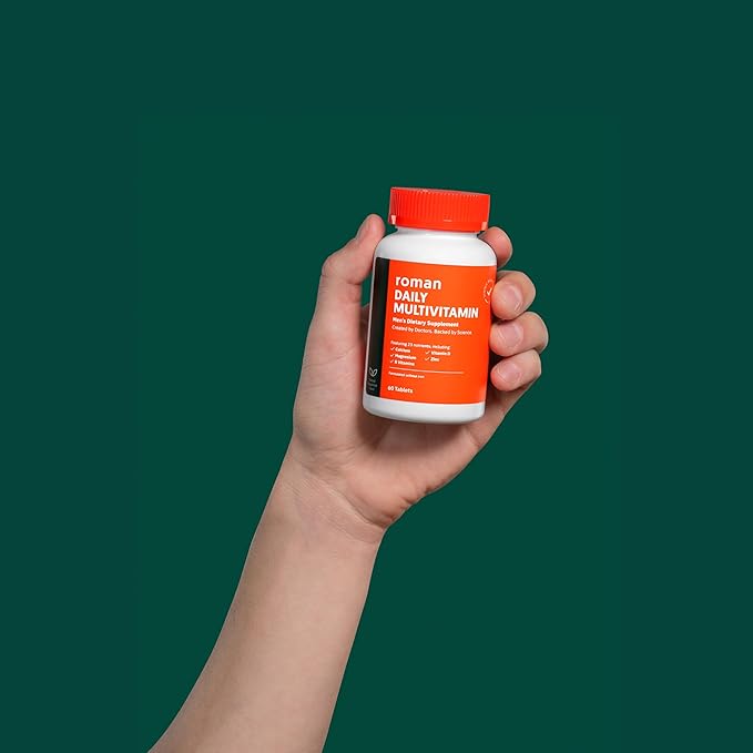 ROMAN Daily Multivitamin for Men | Supports Physical Activity, Brain + Heart Health, and Immune System with 23 Key Nutrients Including Calcium, Magnesium, and Zinc | 60-Day Supply (120 Tablets)