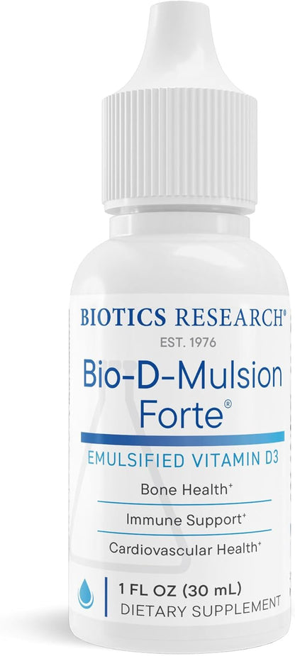 Biotics Research Bio-D-Mulsion Forte Liquid Vitamin D Drops 4000 IU – Vitamin D3 2000iu /Drop for Adults & Kids –Best Absorption, Strengthens Bones, Supports Cardiovascular & Immune System -1 fl oz