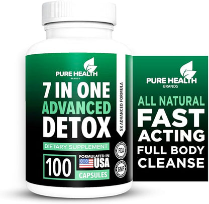 Extra Strength Fast Acting 7-in-ONE Advanced Formula - Full Body Cleanse - Detox & Liver Cleanse - Detox & Liver Repair, All Natural Toxins Remover, Healthy Cleansing Support for Liver (100 Capsule)