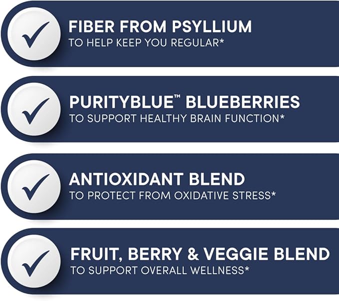 Purity Products Advanced Blueberry Detox Daily Fiber Formula Featuring PurityBlue Organic Wild Blueberries - A Full 6 Grams of Detoxifying, Regularity Promoting Prebiotic Fiber - 30 Servings