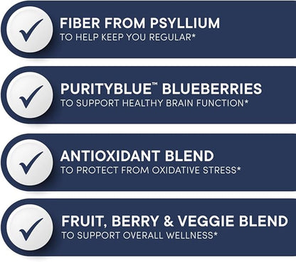 Purity Products Advanced Blueberry Detox Daily Fiber Formula Featuring PurityBlue Organic Wild Blueberries - A Full 6 Grams of Detoxifying, Regularity Promoting Prebiotic Fiber - 30 Servings
