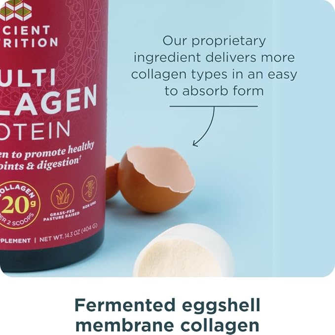 Ancient Nutrition Collagen Powder Protein with Probiotics, Multi Collagen Protein with Vitamin C, Hydrolyzed Collagen Peptides Supports Skin and Nails, Gut Health (40 Servings, Unflavored)