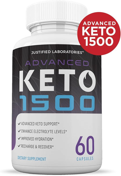 (3 Pack) Advanced Keto 1500 Keto Pills 1275MG New & Improved Formula Contains Apple Cider Vinegar Extra Virgin Olive Oil Powder Green Tea Leaf 180 Capsules