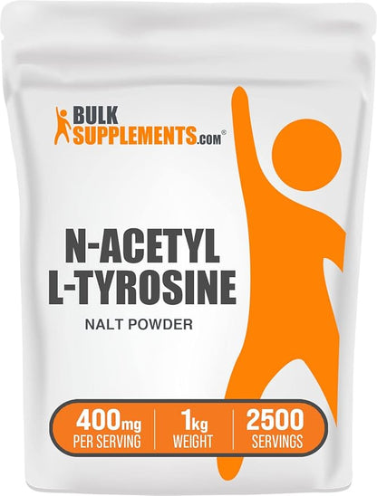 BulkSupplements.com N-Acetyl L-Tyrosine Powder -Tyrosine Supplement, NALT Powder - Amino Acid Supplement, Unflavored & Gluten Free, 400mg per Serving, 1kg (2.2 lbs) (Pack of 1)