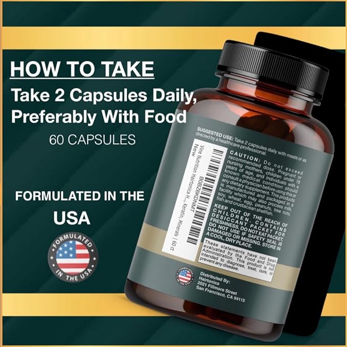 Hair Vitamins for Men Beard Growth MSM Powder Saw Palmetto Hairtonica | Extra Strength 315,000 mcg Biotin Keratin Collagen | May Help Support Hair Loss Greying & Thinning | 60 ct