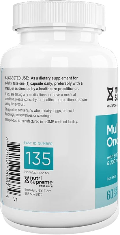 Nutri Supreme Multivitamin for Men and Women with Over 20 Vitamins and Minerals, Daily Nutritional Supplement for Immune Support, Kosher, Vegetarian, 60 Day Supply