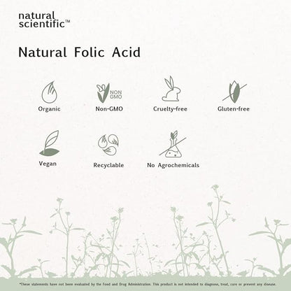 Organic Folic Acid Supplement 1000 mcg - Vitamin B9 (Folate) from Organic Lemon Peel - 60-Day Supply - Plant-Based, Gluten-Free, Vegan, Non-GMO - 60 capsules - Premium Dietary Supplement
