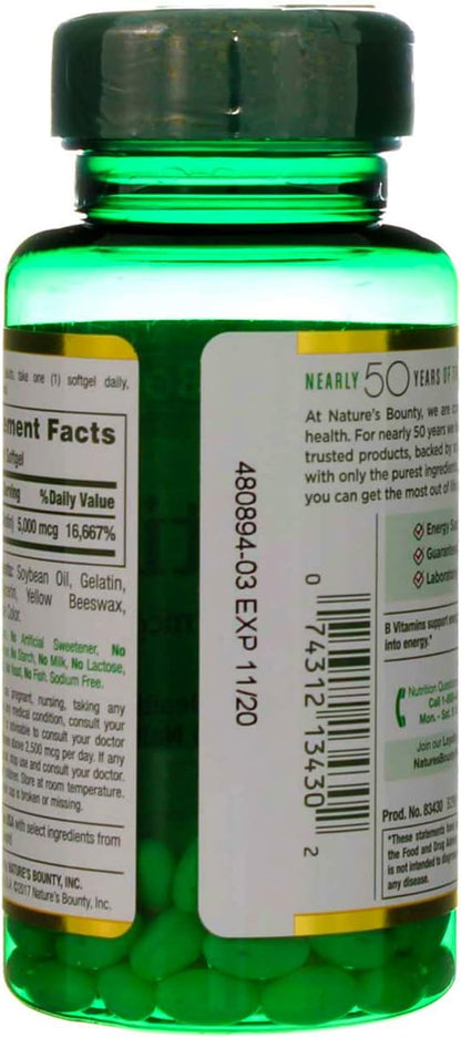 Nature's Bounty Super Potency Biotin 5000mcg - 72 softgels (Pack of 2)