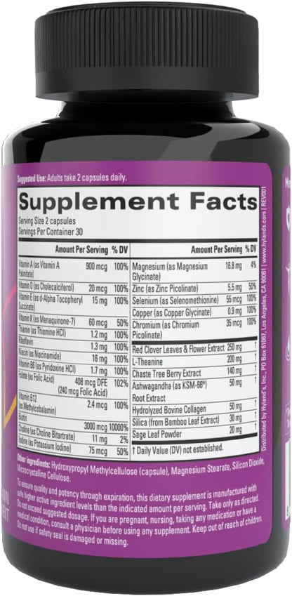 Hyland's Rock On Menopause + Youthful Skin Care Multivitamin for Women with Immune Support - 60 Capsules - Menopause Relief for Women with Biotin, Collagen, and Red Clover (Pack of 2)