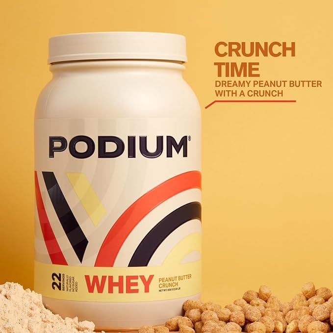 Podium Nutrition, Whey Protein Powder, Peanut Butter Crunch, 22 Servings, 27g of Whey Protein Per Serving