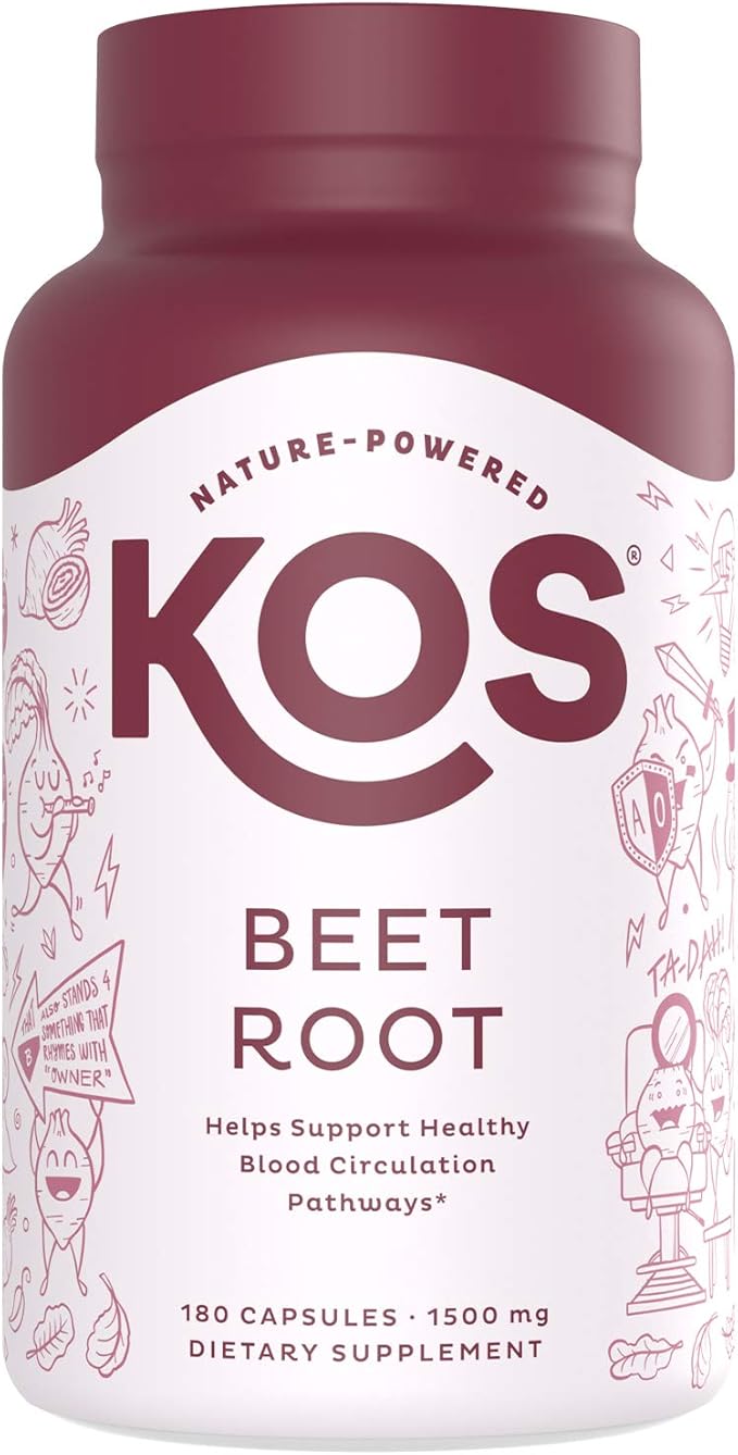 KOS Organic Beet Root Capsules 1500mg - Superfood Powder - Supports Healthy & Active Lifestyle - 180 Capsules