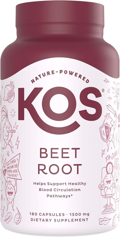 KOS Organic Beet Root Capsules 1500mg - Superfood Powder - Supports Healthy & Active Lifestyle - 180 Capsules
