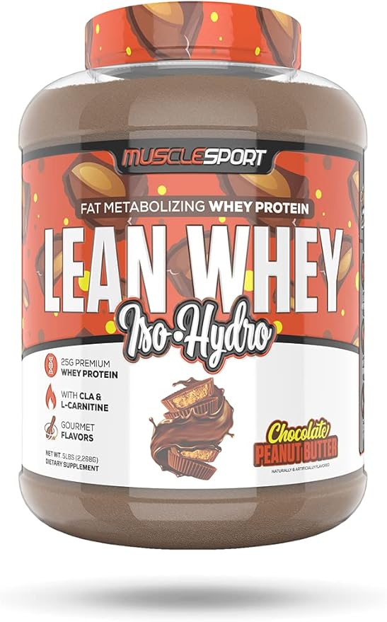 Musclesport Lean Whey Revolution™ Protein Powder - Whey Protein Isolate - Low Calorie, Low Carb, Low Fat, Incredible Flavors - 25g Protein per Scoop - 5lb Chocolate Peanut Butter