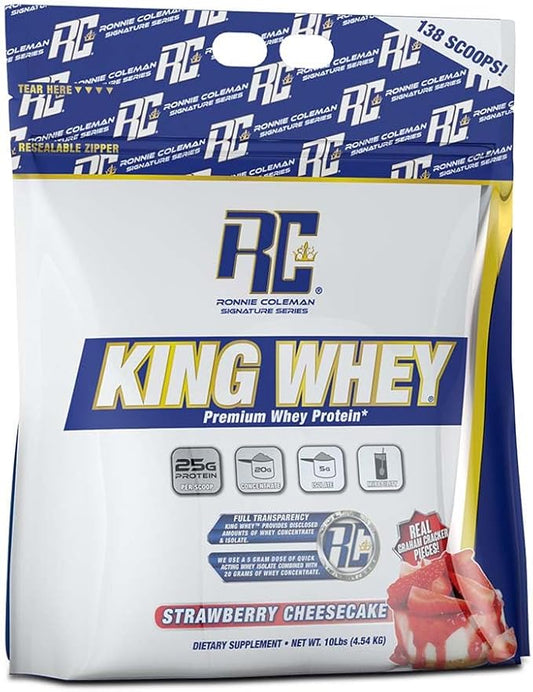 Ronnie Coleman Signature Series King Whey, Leading Whey Protein with Added Whey Isolate (10lb, Strawberry Cheesecake)