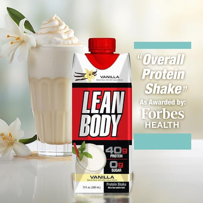 Lean Body Ready-to-Drink Vanilla Protein Shake, 40g Protein, Whey Blend, 0 Sugar, Gluten Free, 22 Vitamins & Minerals, 17 Fl Oz (Pack of 12) LABRADA