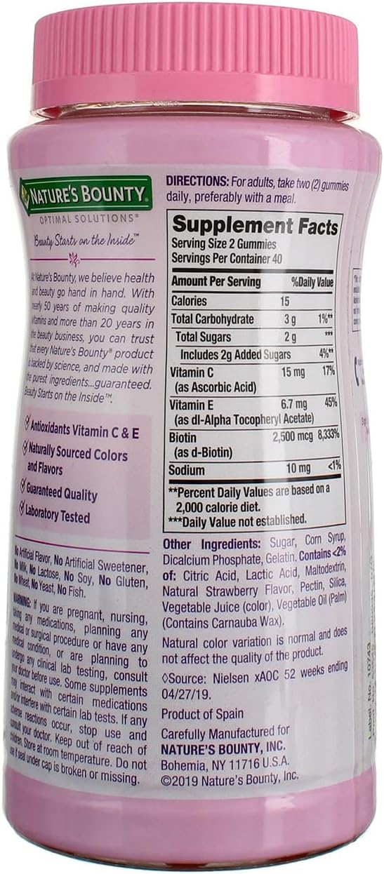 Nature's Bounty Optimal Solutions Hair, Skin and Nails Gummies, 80 ea (Pack of 6)