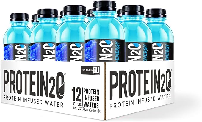 Protein2o 15g Whey Protein Infused Water Plus Energy, Blueberry Raspberry, 16.9 oz Bottle (Pack of 12)