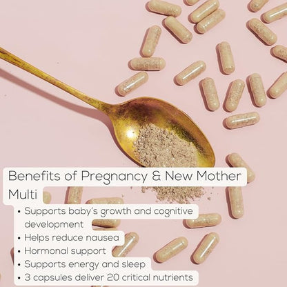 Beli Women Prenatal Multivitamin, for All Stages of Pregnancy, 400mg Choline, Folate, Vitamin D. Supports Egg Quality and Fertility, Gluten & Allergen Free, 90 Vegan Capsules (30-Day Supply)