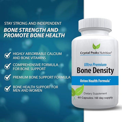 Ultra Premium Bone Formula - Calcium Carbonate w/Vitamin K2 & D3 - Calcium Supplements for Bones - Promotes Bone Strength so You can Stay Active - 60 Capsules, 60-Day Supply
