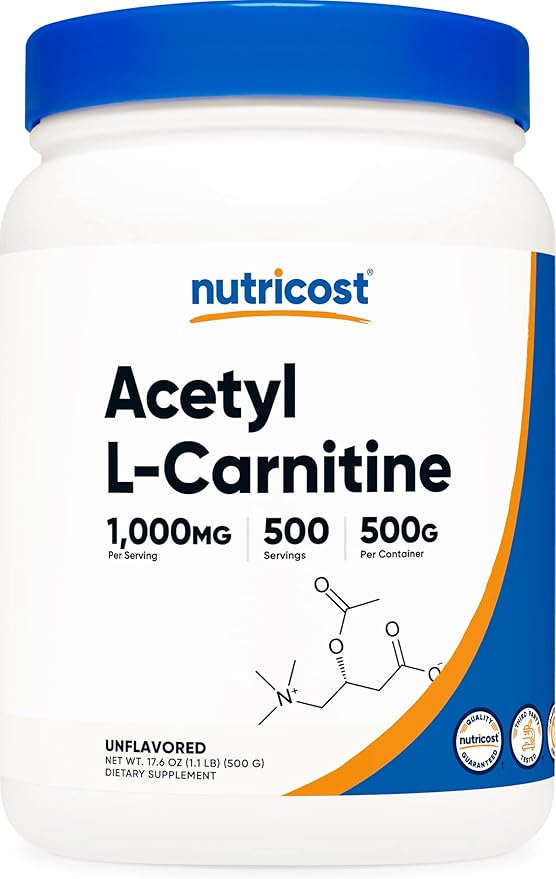 Nutricost Acetyl L-Carnitine (ALCAR) 500 Grams - 1000mg Per Serving - Pure Acetyl L-Carnitine Powder